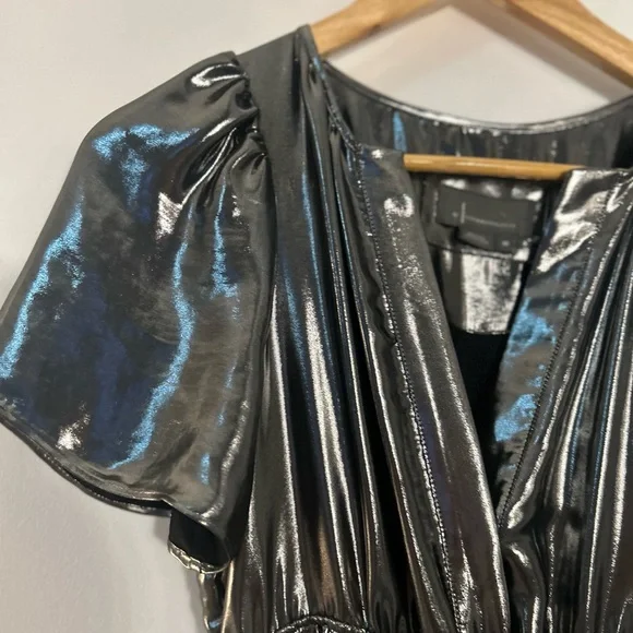 Anthropologie The Somerset Shimmering Metallic Silver Maxi Dress - Picture 8 of 16